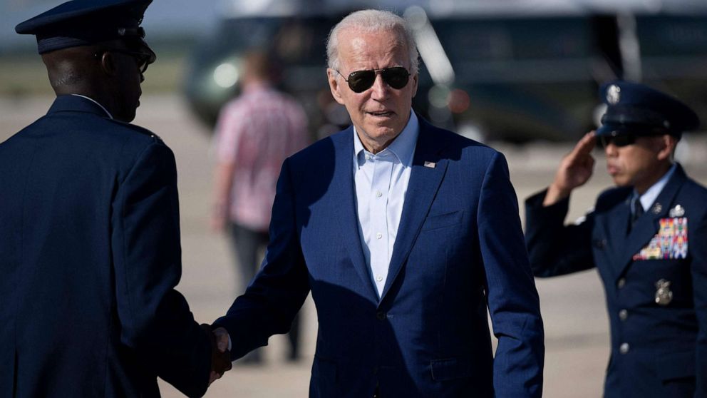 PHOTO: U.S. President Joe Biden disembarks Air Force One at Joint Base Andrews in Maryland on July 20, 2022.