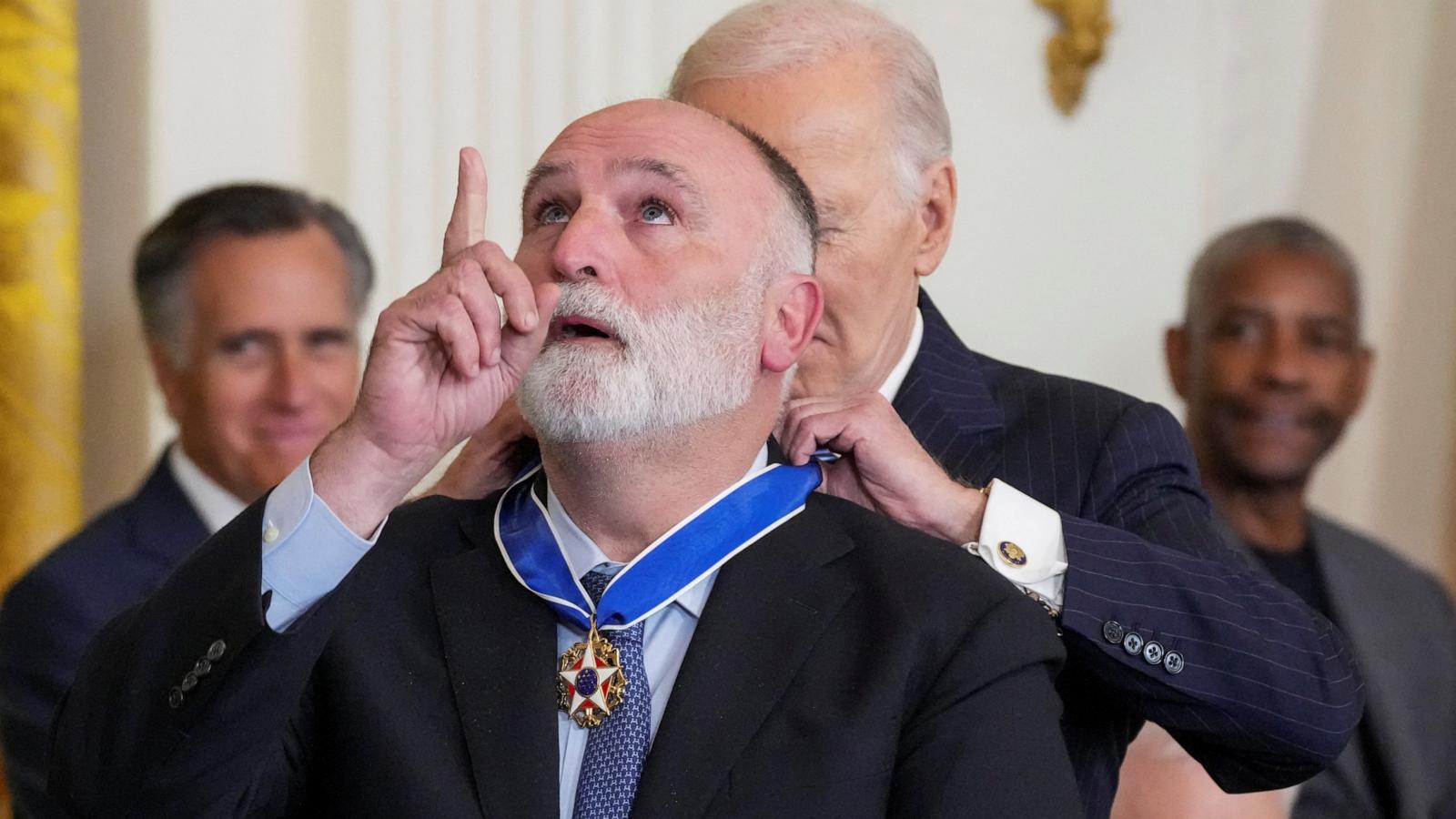 PHOTO: President Joe Biden presents the Presidential Medal of Freedom to Chef and head of World Central Kitchen Jose Andres in the East Room of the White House, in Washington, D.C., Jan. 4, 2025.