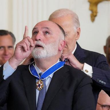 PHOTO: President Joe Biden presents the Presidential Medal of Freedom to Chef and head of World Central Kitchen Jose Andres in the East Room of the White House, in Washington, D.C., Jan. 4, 2025.