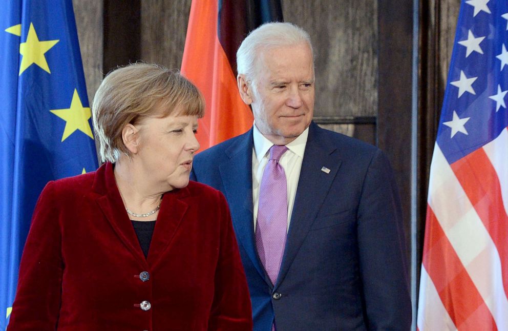 PHOTO: German Chancellor Angela Merkel and Vice President Joe Biden attend the 51st Munich Security Conference in Munich,Germany, Feb. 7, 2015. 