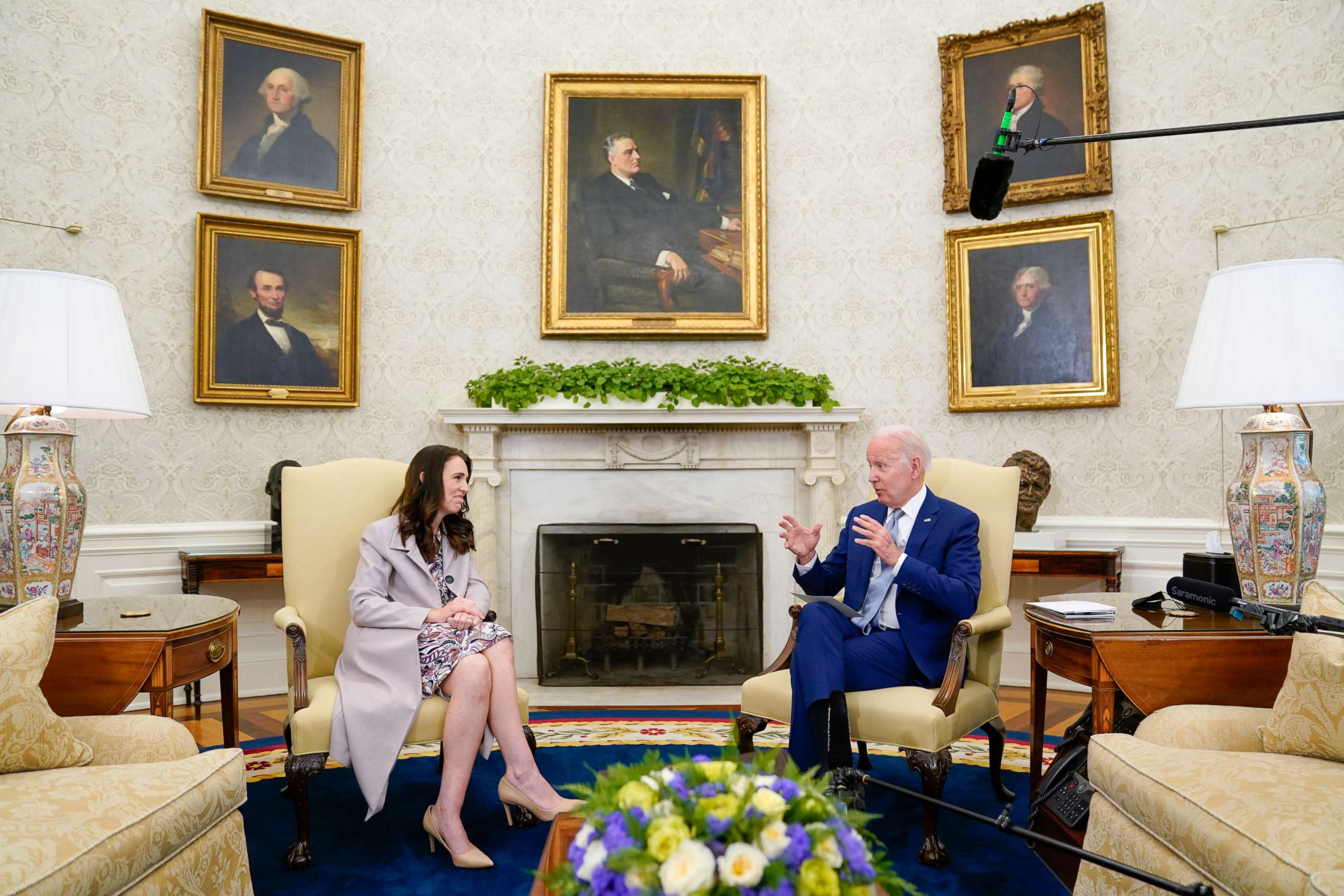 PHOTO: President Joe Biden meets with New Zealand Prime Minister Jacinda Ardern in the Oval Office of the White House, May 31, 2022, in Washington.