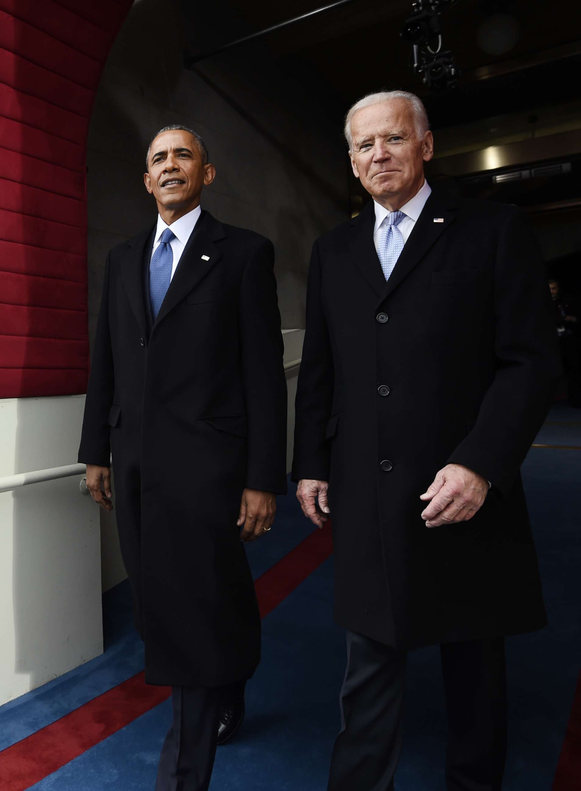 PHOTO: Barack Obama and  Joe Biden arrive during the 58th presidential inauguration in Washington, Jan. 20, 2017.