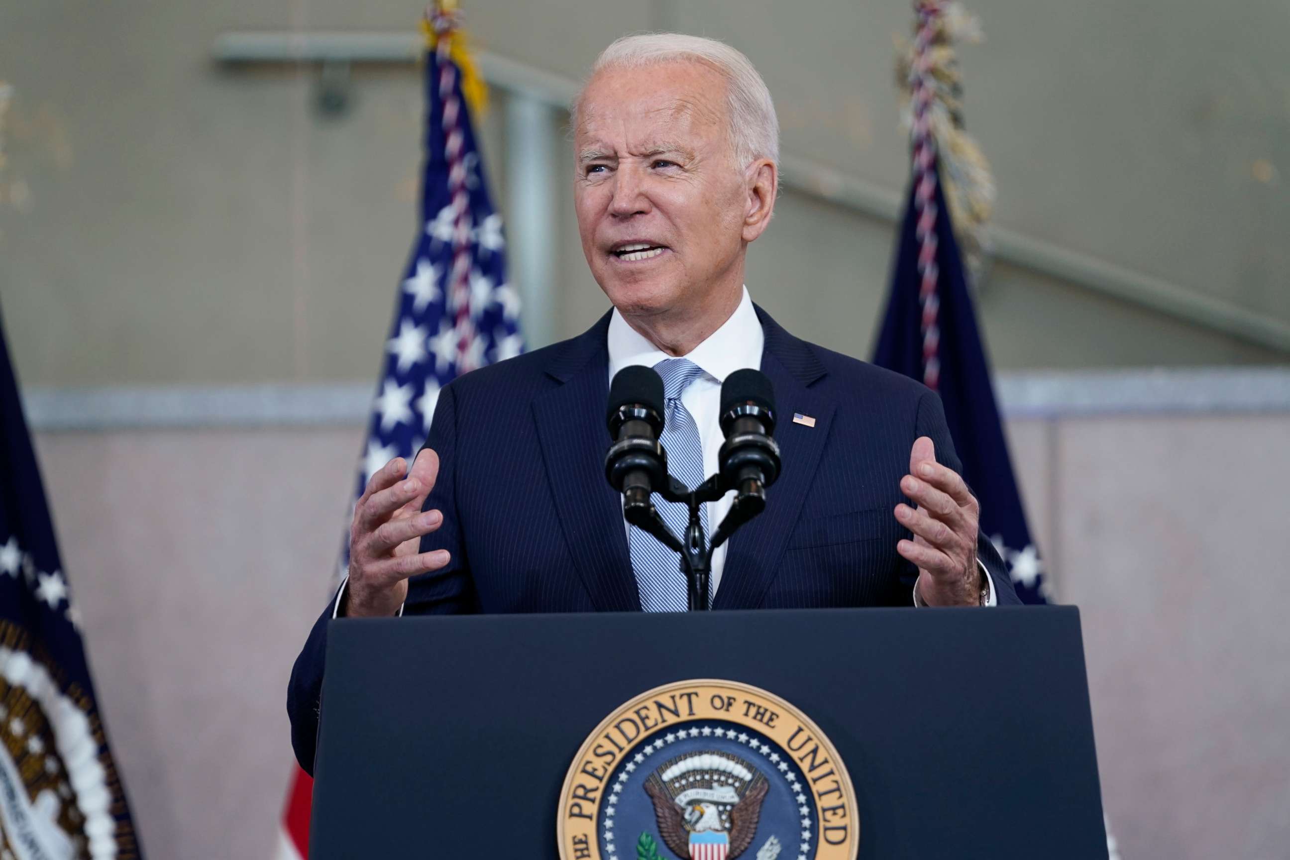 PHOTO: President Joe Biden delivers a speech on voting rights at the National Constitution Center, July 13, 2021, in Philadelphia.