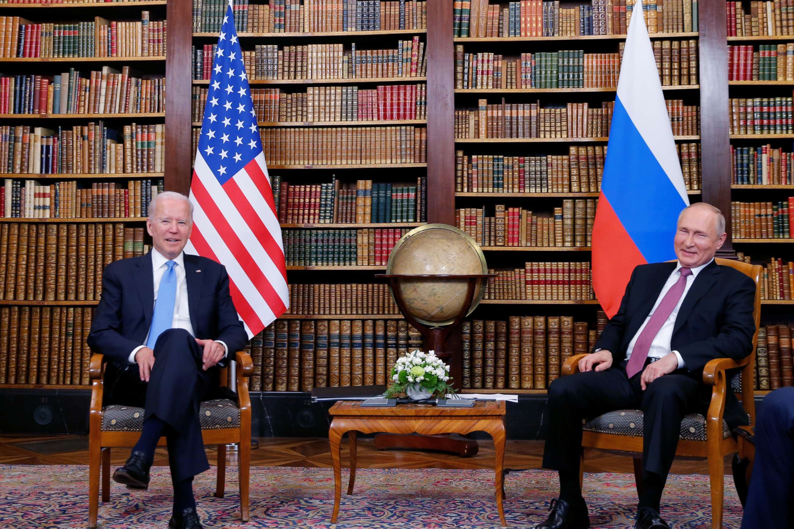 PHOTO: U.S. President Joe Biden and Russia's President Vladimir Putin meet for the U.S.-Russia summit at Villa La Grange in Geneva, Switzerland, June 16, 2021.