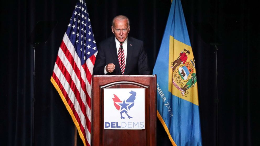 Former Vice President Joe Biden delivers remarks at the First State Democratic Dinner in Dover, Del., March 16, 2019.