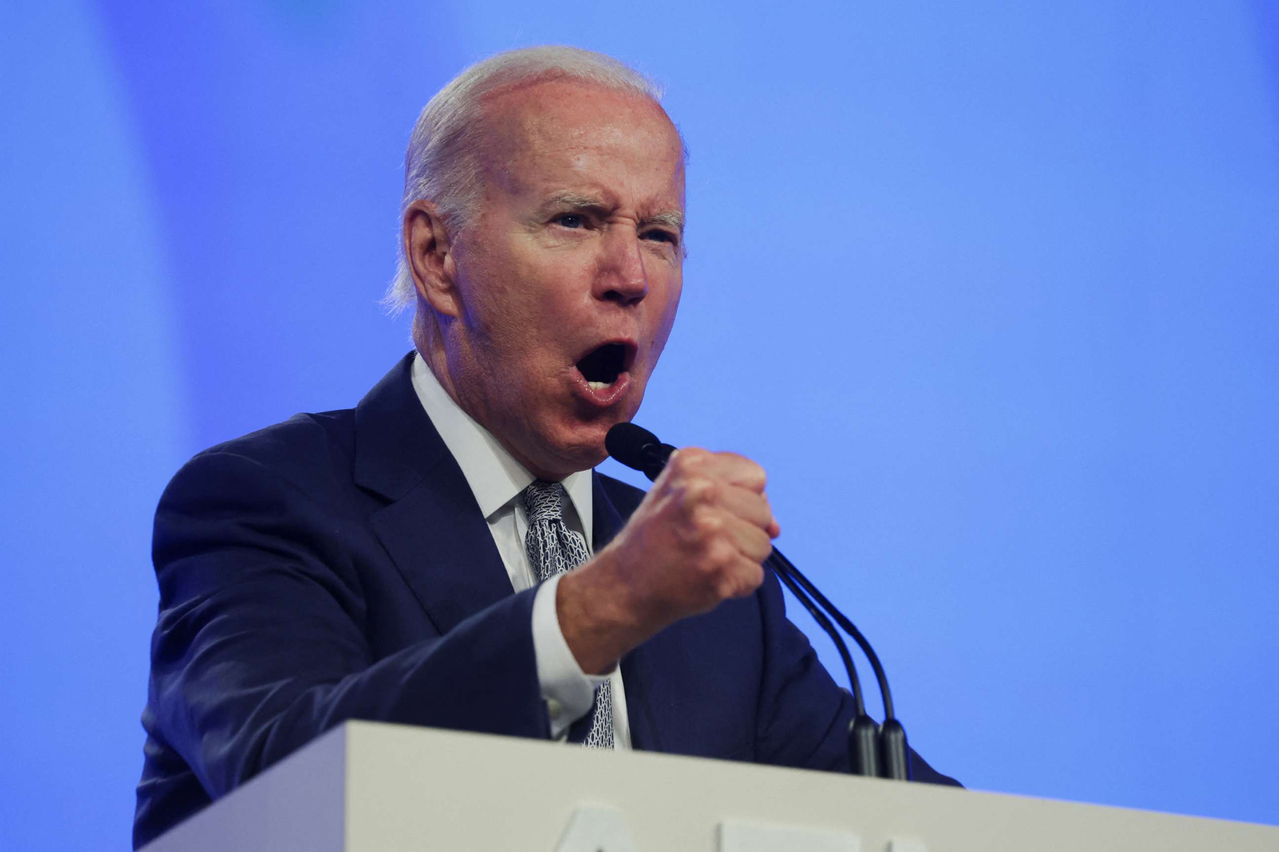PHOTO: President Joe Biden delivers remarks at the 29th AFL-CIO Quadrennial Constitutional Convention at the Pennsylvania Convention Center in Philadelphia, June 14, 2022.