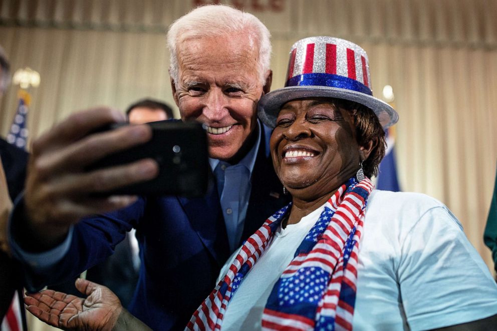 PHOTO: Former Vice President Joe Biden, and presidential candidate, greets supporters during a campaign event at Edisto Fork United Methodist Church in Orangeburg, S.C., July 6, 2019.