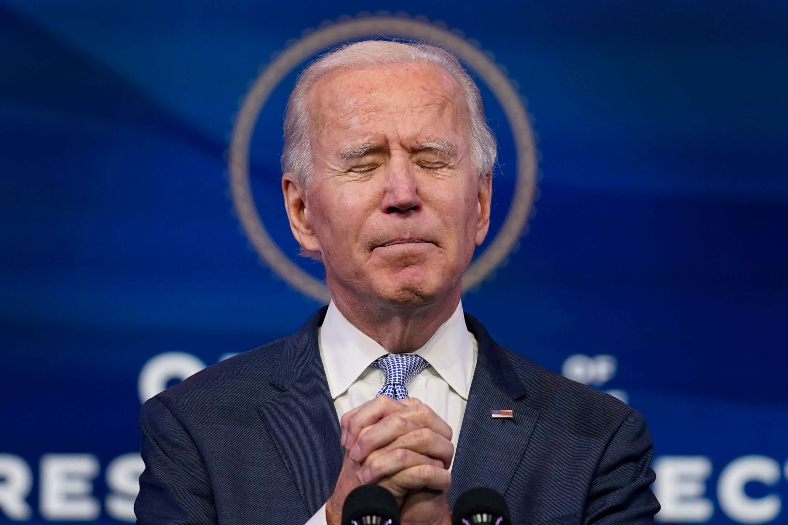 PHOTO: President-elect Joe Biden speaks about the violent protests in Washington from Wilmington, Del., Jan. 6, 2021.