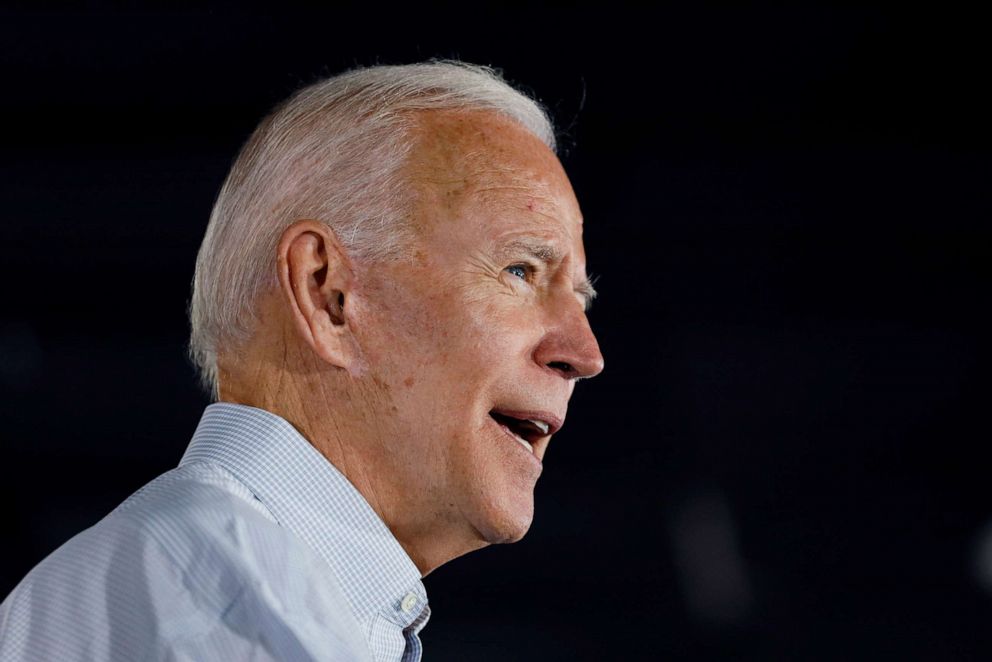 PHOTO: Democratic presidential candidate and former Vice President Joe Biden speaks at a community event, July 17, 2019, in Council Bluffs, Iowa.