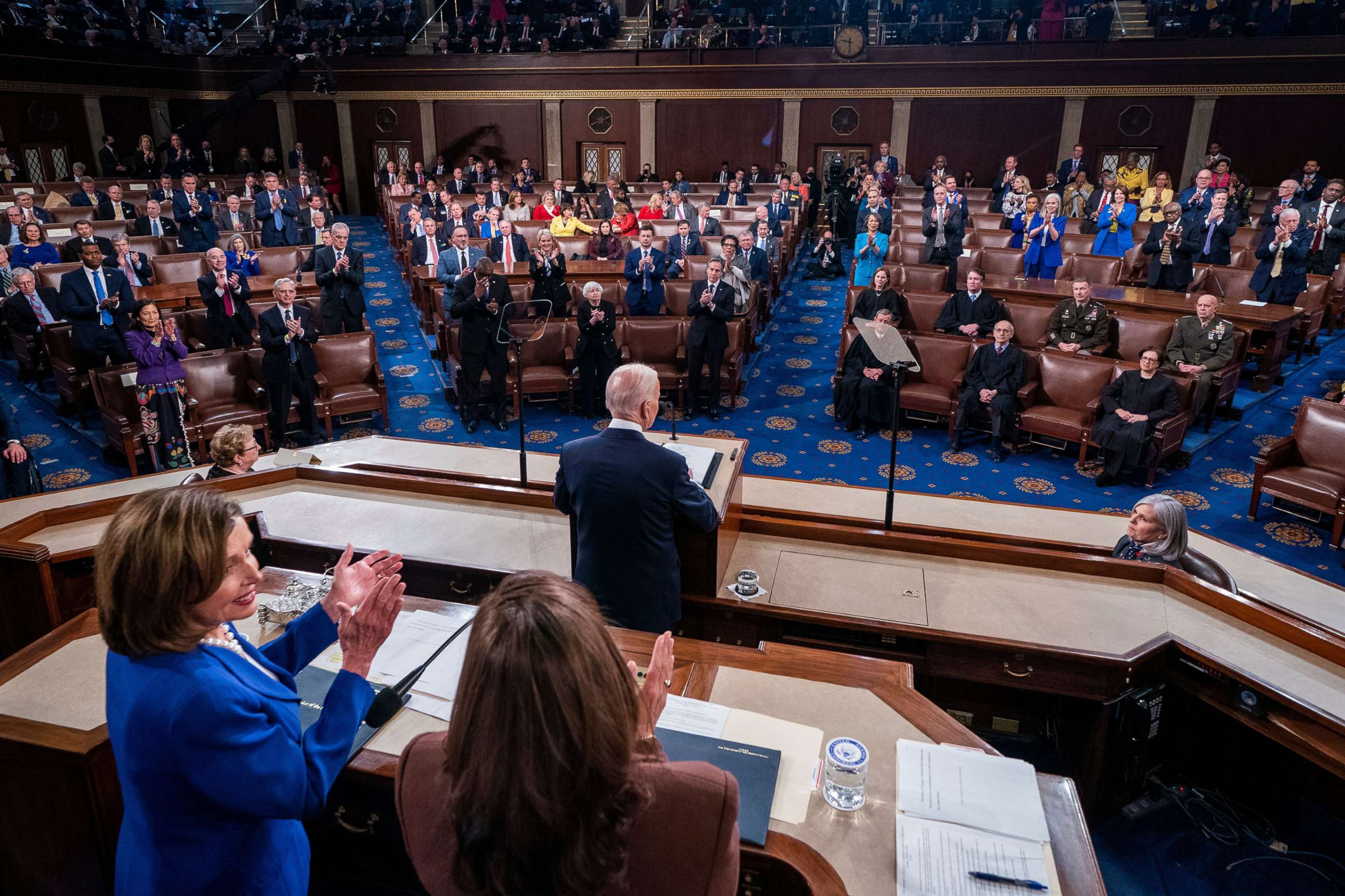 PHOTO: President Joe Biden delivers his State of the Union address before a joint session of Congress in the United States House of Representatives chamber on Capitol Hill in Washington, D.C., March 1, 2022.