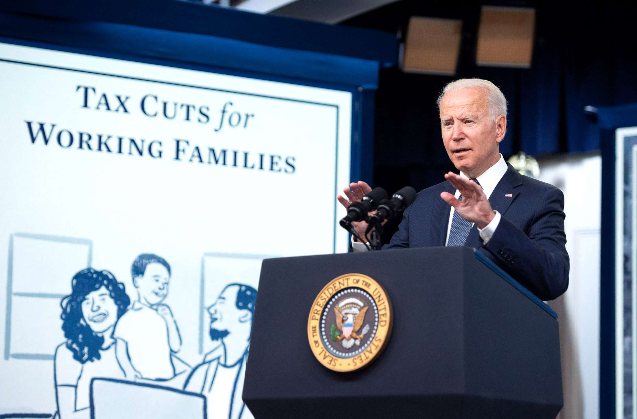 PHOTO: President Joe Biden speaks about the Child Tax Credit relief payments that are part of the American Rescue Plan during an event in Washington, D.C., July 15, 2021. The payments are schedule to start on July 15.