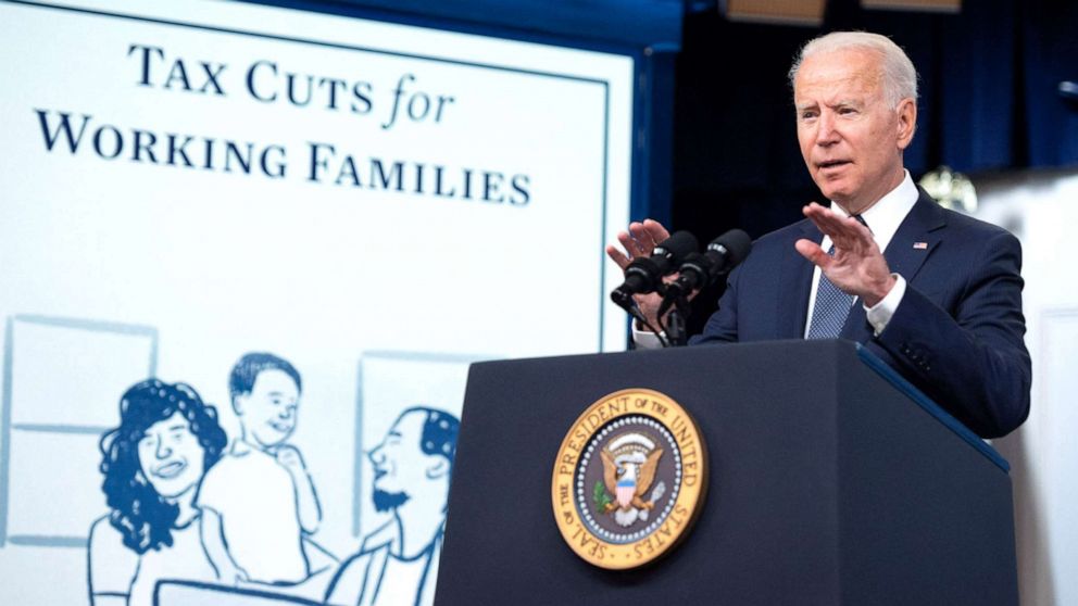 PHOTO: President Joe Biden speaks about the Child Tax Credit relief payments that are part of the American Rescue Plan during an event in Washington, D.C., July 15, 2021. The payments are schedule to start on July 15.