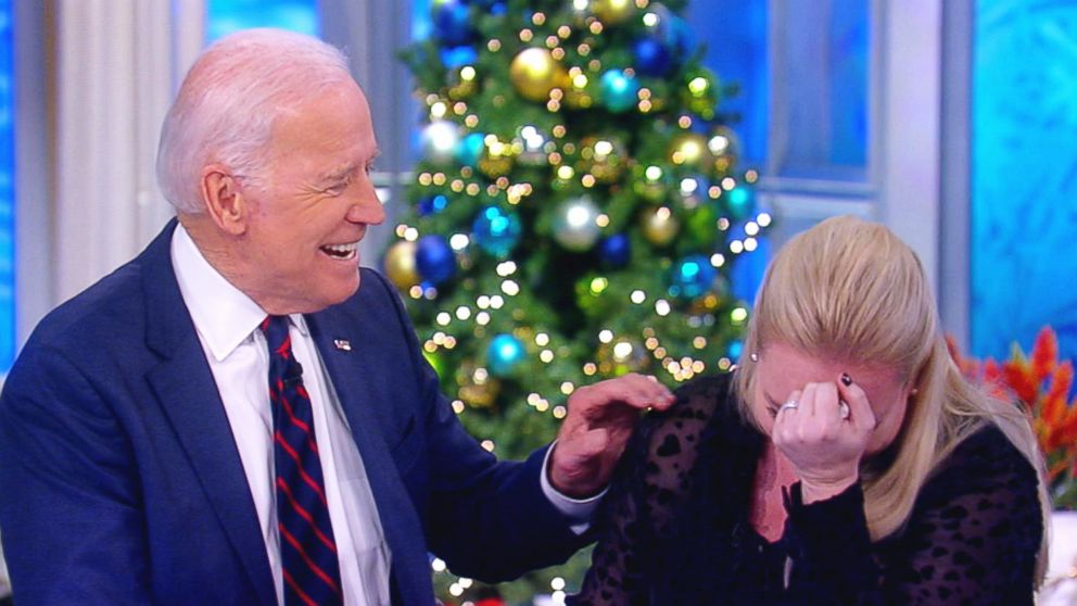 PHOTO: Former Vice President Joe Biden speaks to Meghan McCain on "The View," Dec. 13, 2017.