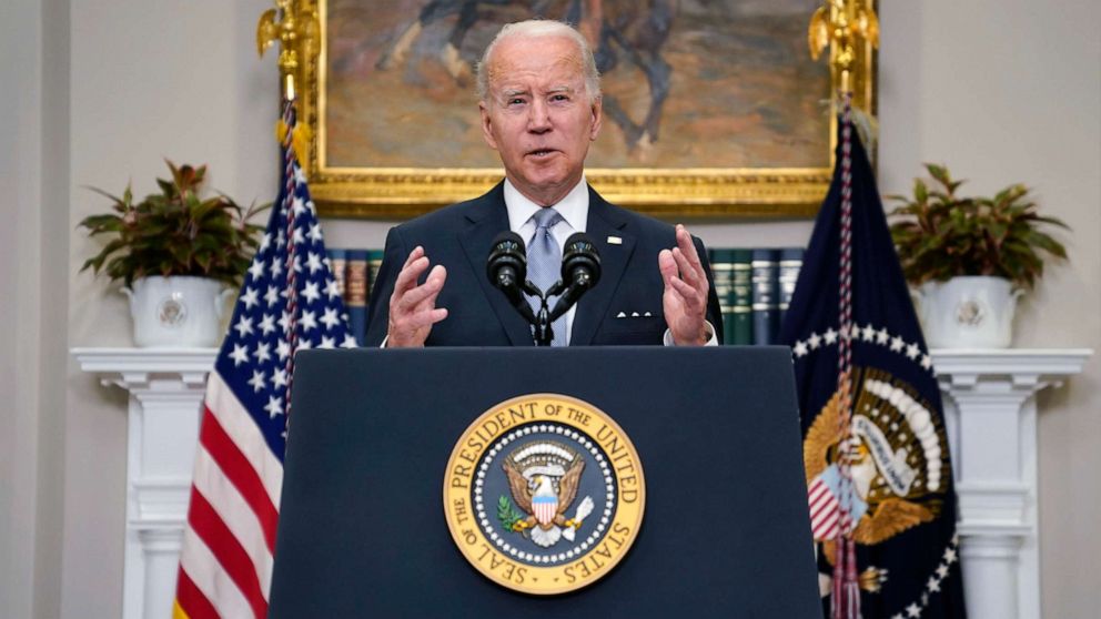 PHOTO: President Joe Biden delivers remarks on the Russian invasion of Ukraine, in the Roosevelt Room of the White House, April 21, 2022, in Washington, D.C. 