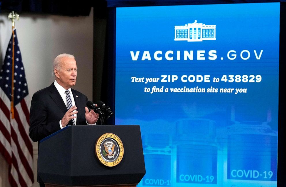 PHOTO: President Joe Biden delivers remarks on the COVID-19 response and the ongoing vaccination program at the Eisenhower Executive Office Building on May 12, 2021 in Washington, D.C.