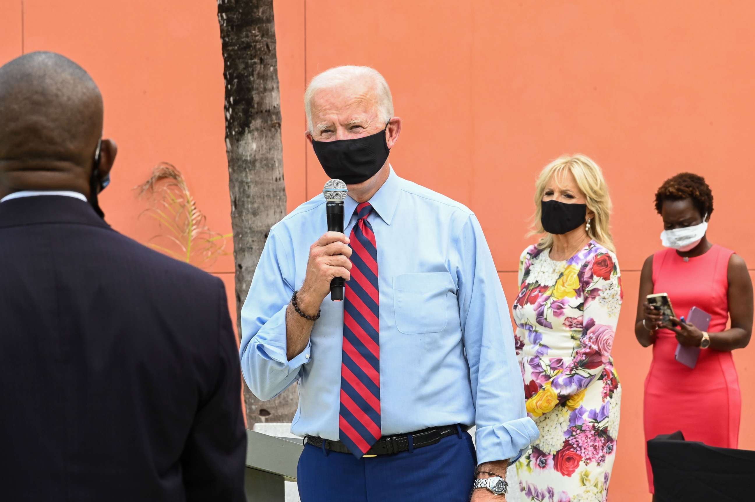PHOTO: Democratic presidential nominee and former Vice President Joe Biden speaks at the Little Haiti Cultural Complex in Miami, Oct. 5, 2020. 