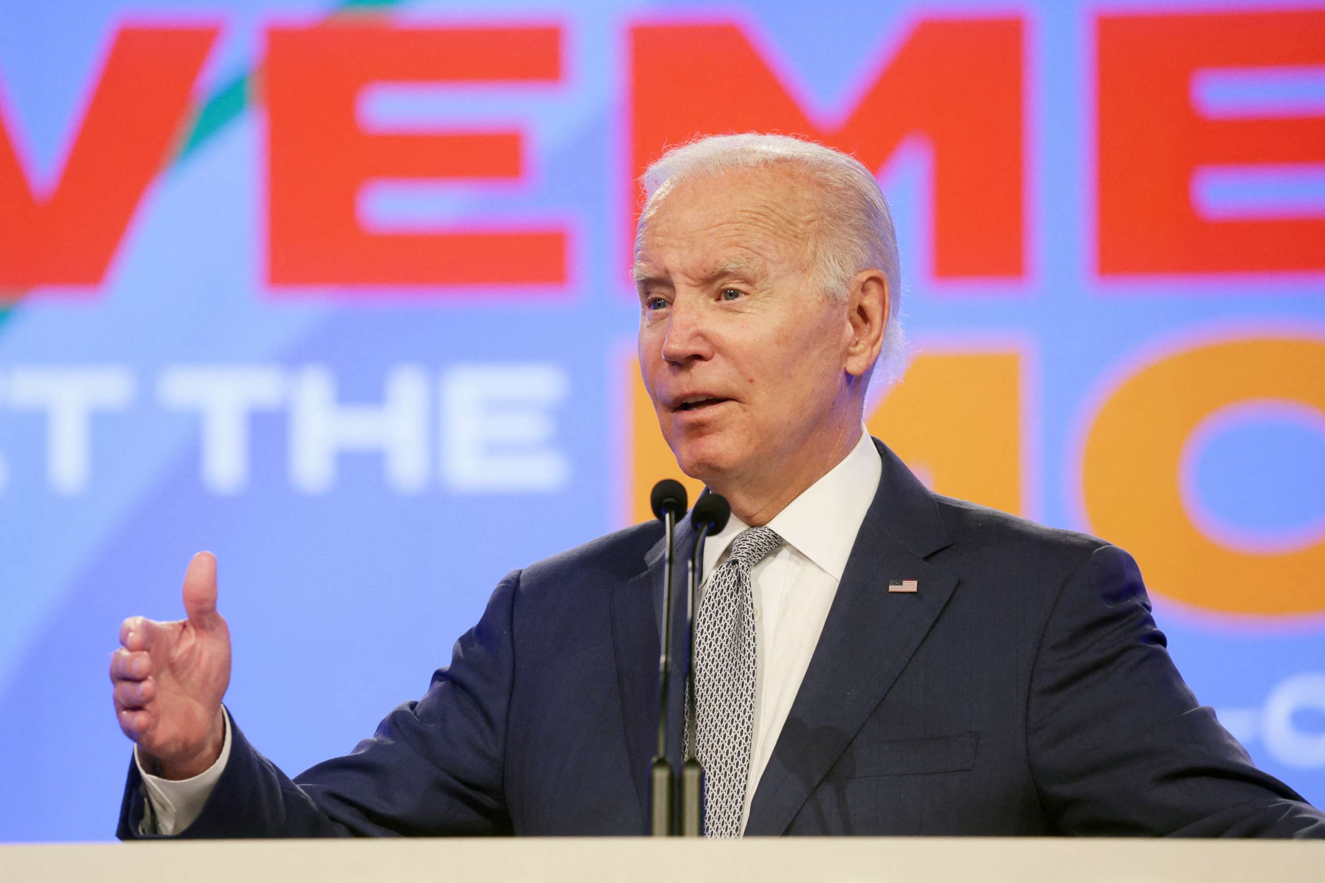 PHOTO: President Joe Biden delivers remarks at the 29th AFL-CIO Quadrennial Constitutional Convention at the Pennsylvania Convention Center in Philadelphia, June 14, 2022.