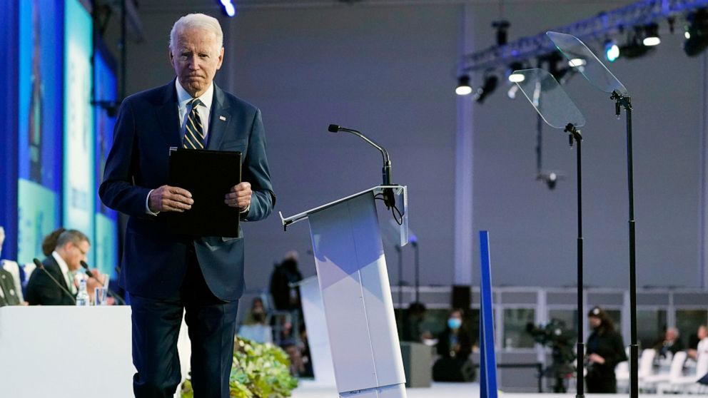 PHOTO: President Joe Biden after he speaks during the COP26 U.N. Climate Summit, Nov. 1, 2021, in Glasgow, Scotland.