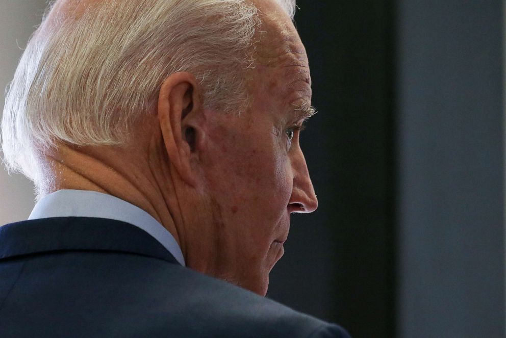 PHOTO: Democratic presidential candidate former Vice President Joe Biden looks on after speaking about his plan to curb gun violence on Feb. 20, 2020, in Las Vegas.