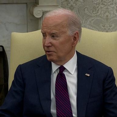 President Joe Biden addressed Iran's retaliatory attack against Israel while the prime minister of Iraq was visiting the White House.