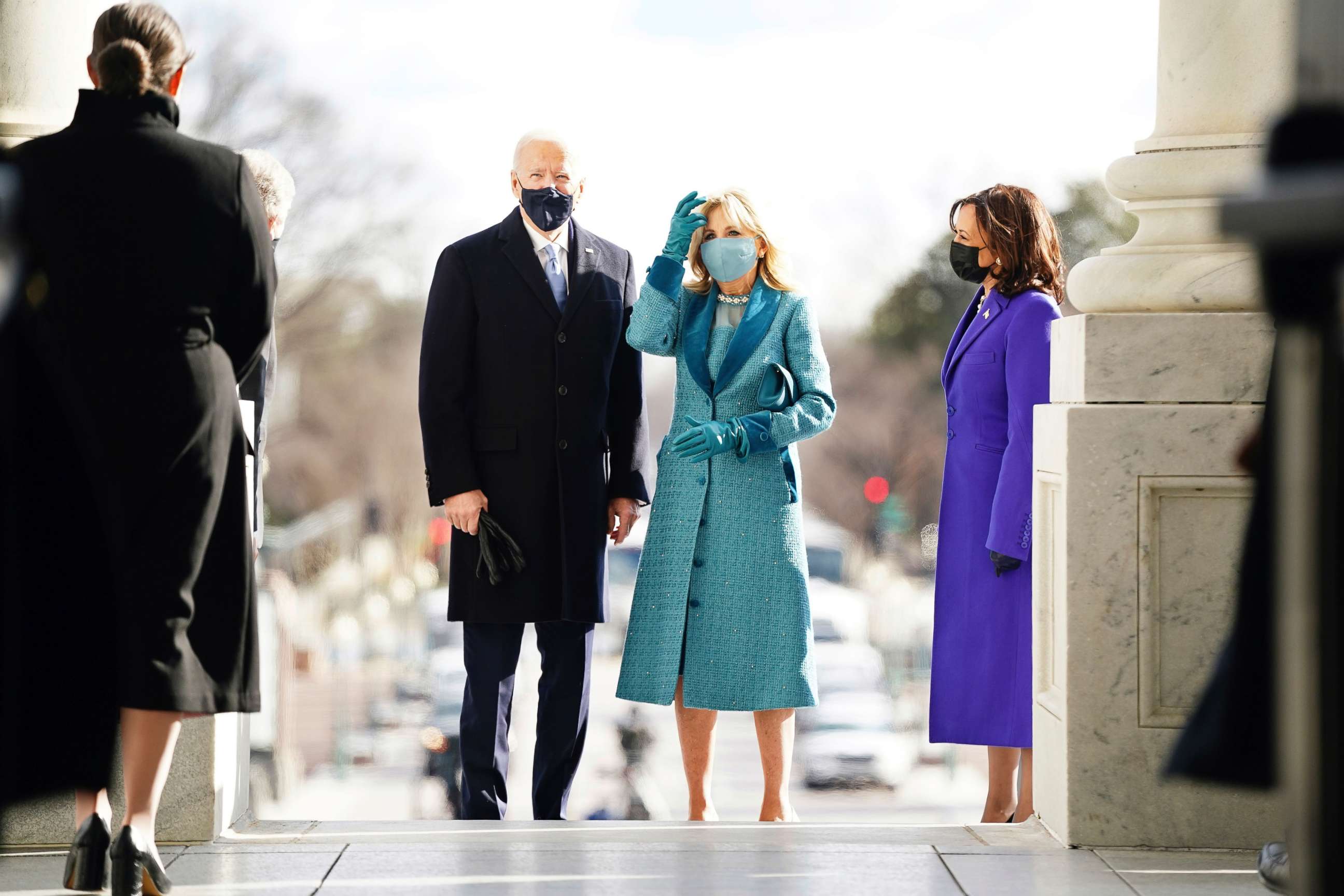 PHOTO: President-elect Joe Biden and his wife Jill Biden arrive at the East Front of the U.S. Capitol ahead of Biden's inauguration, Jan. 20, 2021, in Washington.