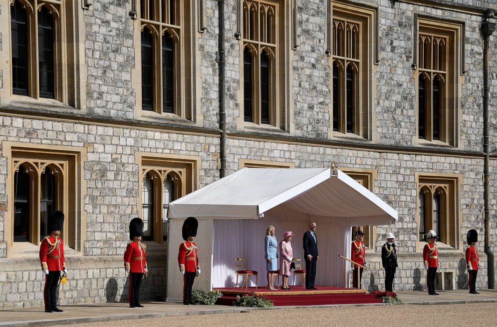 PHOTO: Queen Elizabeth II stands with President Joe Biden and First Lady Jill Biden at Windsor Castle near London, June 13, 2021.