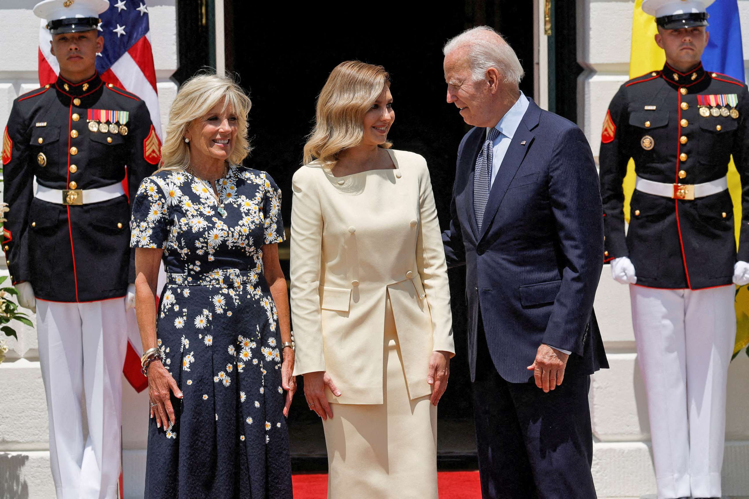 PHOTO: President Joe Biden and first lady Jill Biden welcome Ukrainian first lady Olena Zelenska at the White House in Washington, July 19, 2022.