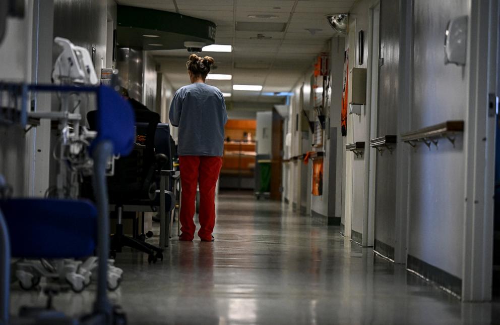 PHOTO: A nurse walks the floor during her shift at Lincoln Health Community Hospital in Hugo, Colo., Oct. 23, 2024. 