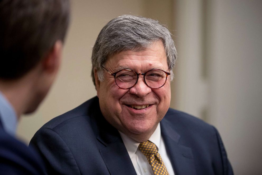 PHOTO: Attorney General nominee Bill Barr, right, meets with Sen. Josh Hawley, a member of the Senate Judiciary Committee in Washington, D.C., Jan. 29, 2019.