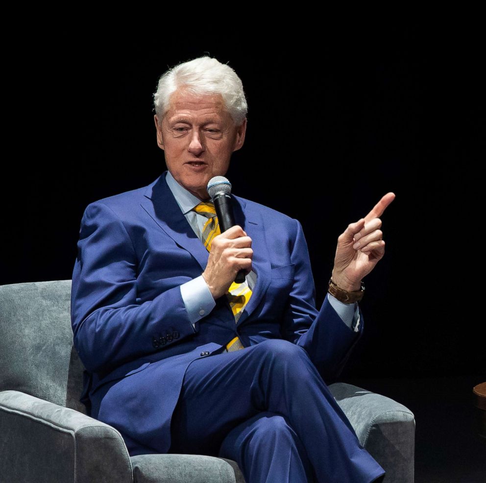 PHOTO: Bill Clinton speaks to a crowd at Park Theater at Park Las Vegas, May 5, 2019.