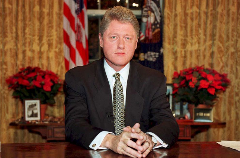 PHOTO: In this Dec. 15, 1994, file photo, President Bill Clinton poses for photographers in the White House after his address to the nation on a middle-class tax cut.