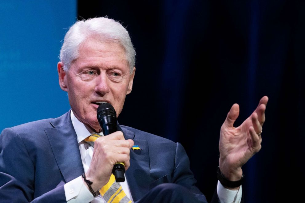 PHOTO: Former US President Bill Clinton speaks during an interview at the 92nd Street Y in New York, on May 4, 2023.