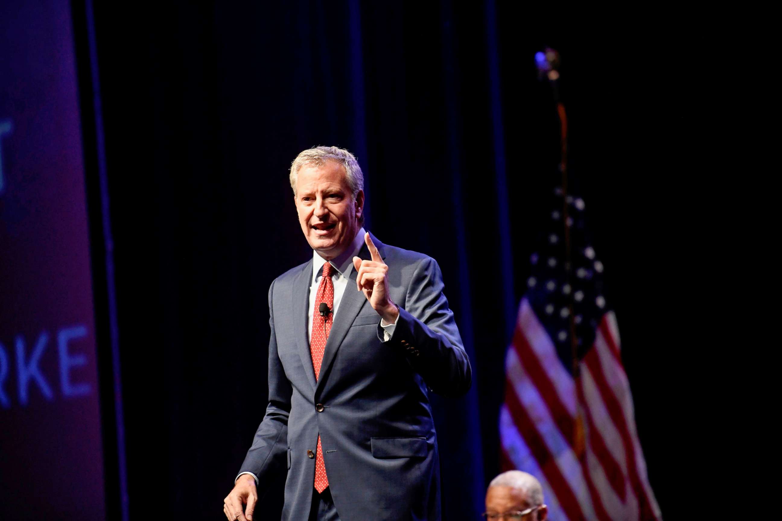 PHOTO: New York City Mayor Bill de Blasio speaks during the AFL-CIO Workers Presidential Summit in Philadelphia, Sept. 17, 2019.