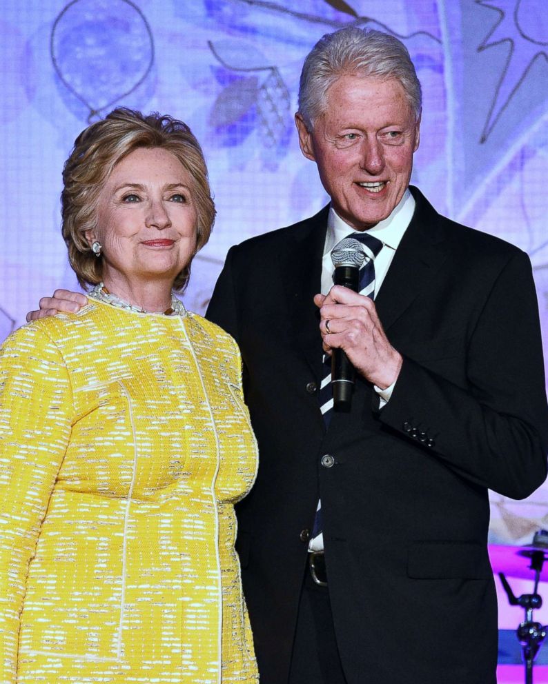 PHOTO: Former United States Secretary of State Hillary Clinton and President Bill Clinton speak onstage at an event in New York, May 23, 2017.