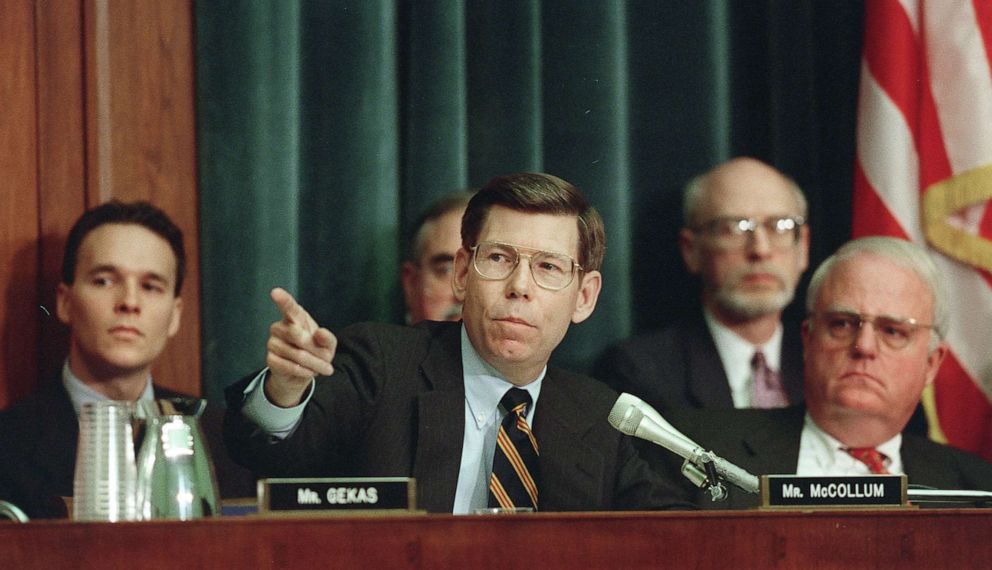 PHOTO: Rep. Bill McCollum  delivers his opening statement as the House Judiciary Committee meets to debate merits of a presidential impeachment inquiry in Washington, Oct. 5, 1999.
