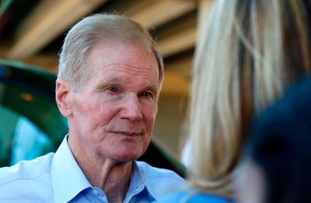 PHOTO: Senator Bill Nelson speaks with the media about gun control near Marjory Stoneman Douglas High School in Parkland, Florida, Feb. 16, 2018. 