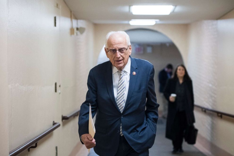 PHOTO: Rep. Bill Pascrell leaves the House Democrats' caucus meeting at the Capitol, Jan. 4, 2019, in Washington, DC.