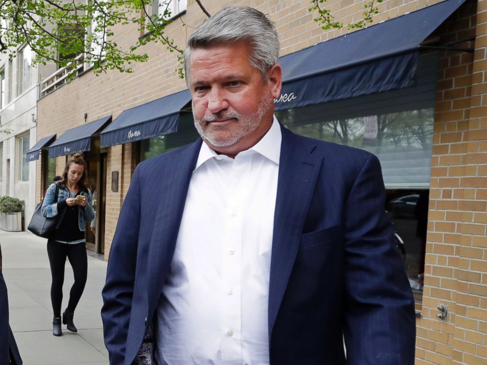 In this April 24, 2017, file photo, then-Fox News co-president Bill Shine, right, leaves a New York restaurant. President Donald Trump is expected to name Shine as director of White House press and communications.