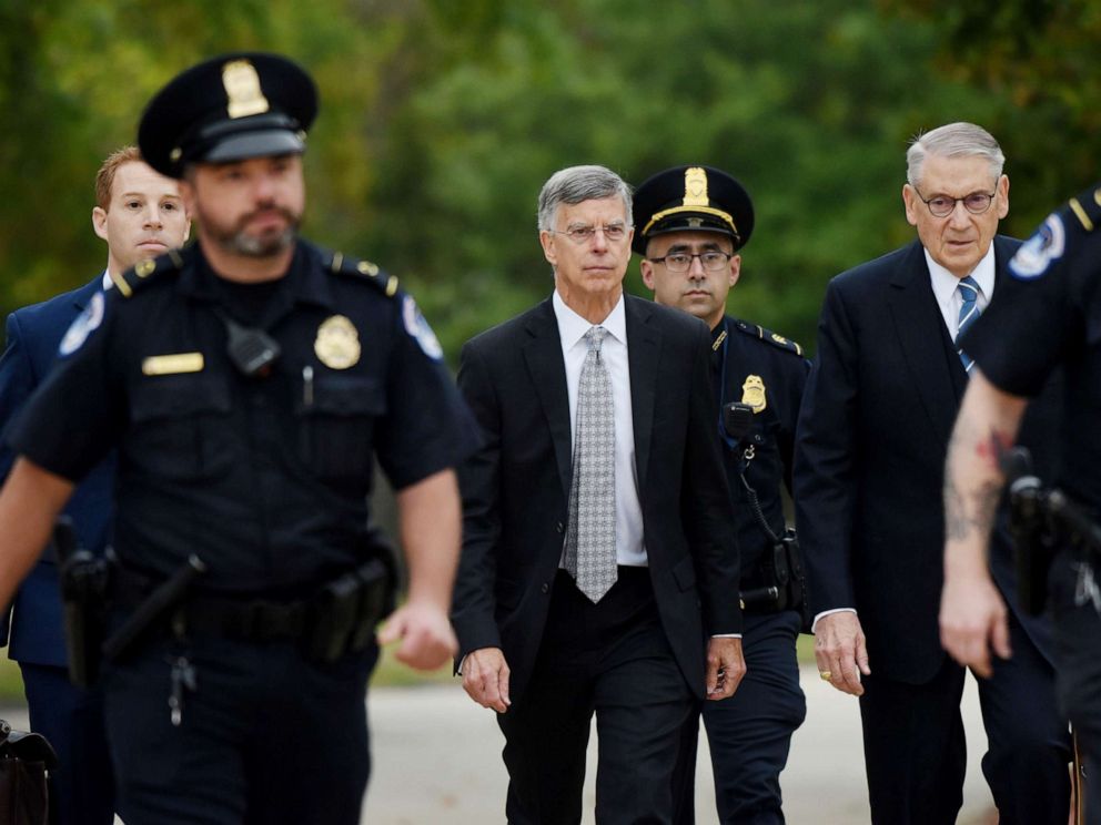 PHOTO: Former US Ambassador to Ukraine Bill Taylor arrives at the U.S. Capitol to testify as part of the ongoing impeachment investigation of President Donald Trump on Oct. 22, 2019 in Washington, D.C.
