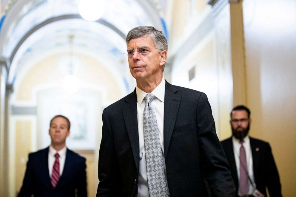 PHOTO: William Taylor, the top U.S. diplomat in Ukraine, arrives for a closed deposition on Capitol Hill in Washington, Oct. 22, 2019.