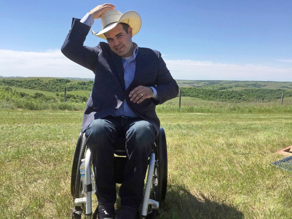 PHOTO: In this May 31, 2017 file photo, South Dakota state Senate Democratic leader Billie Sutton talks about his bid for governor at his family's ranch near Burke, S.D.