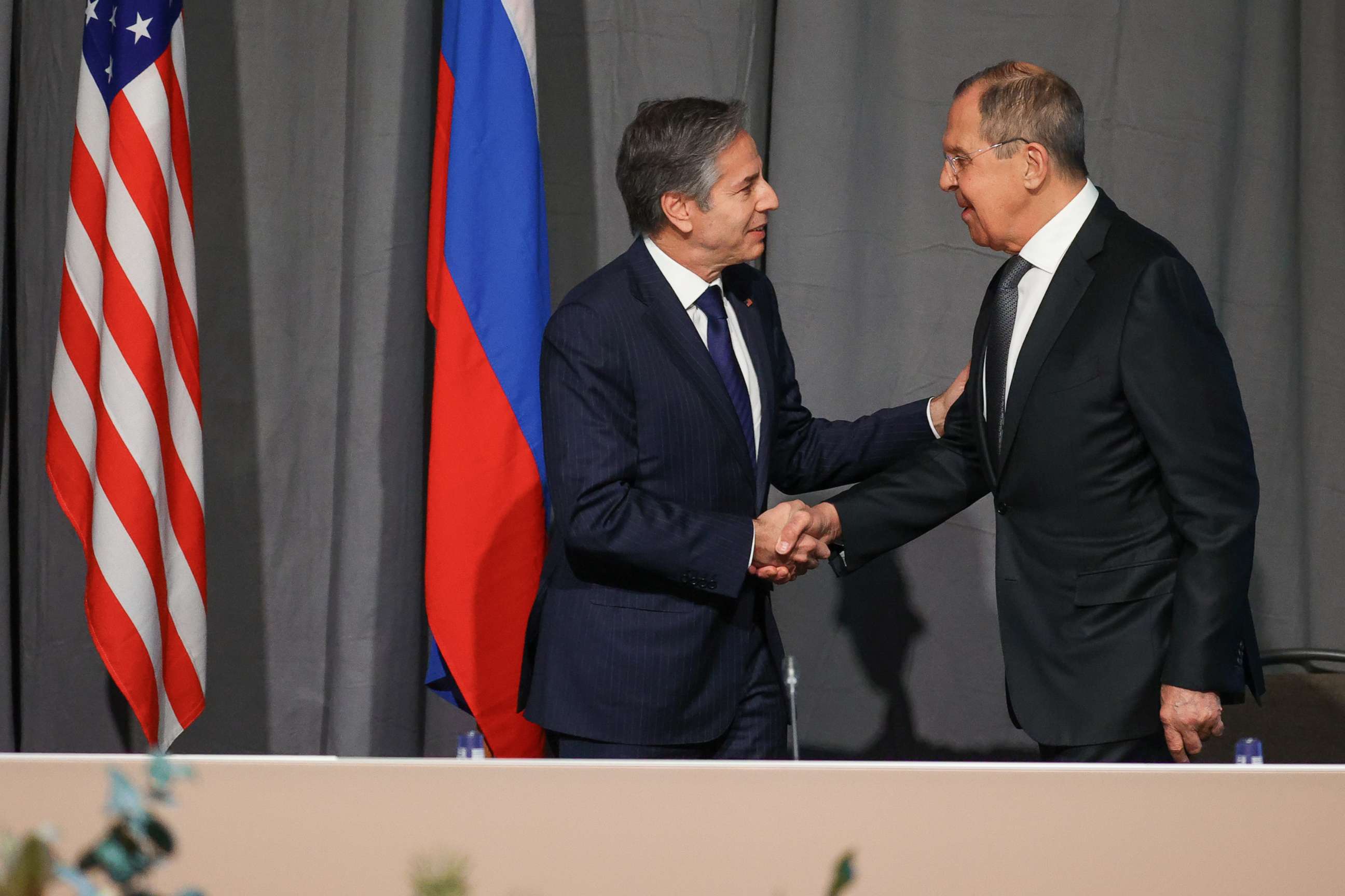 PHOTO: Secretary of State Antony Blinken and Russian Foreign Minister Sergey Lavrov meet on the sidelines of the Organization for Security and Co-operation in Europe (OSCE) meeting in Stockholm, Sweden, Dec. 2, 2021.