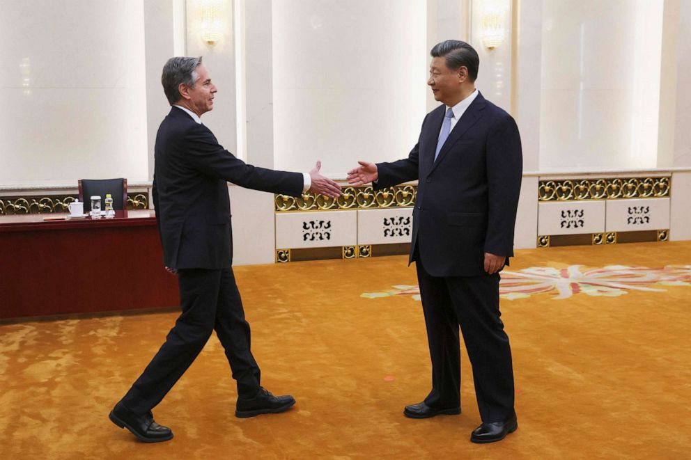 PHOTO: U.S. Secretary of State Antony Blinken meets with Chinese President Xi Jinping in the Great Hall of the People in Beijing, on June 19, 2023.