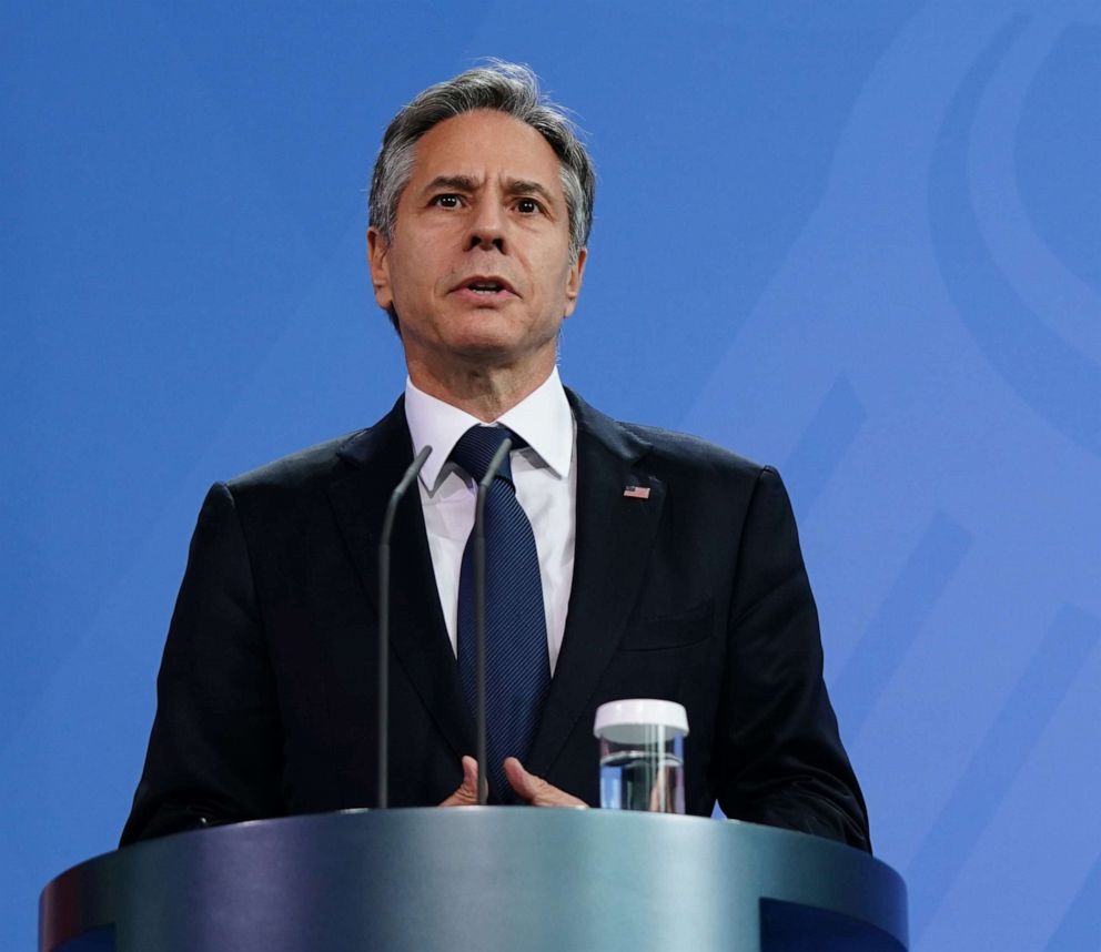 PHOTO: Secretary of State Antony Blinken speaks during a press conference, June 23, 2021, in Berlin.