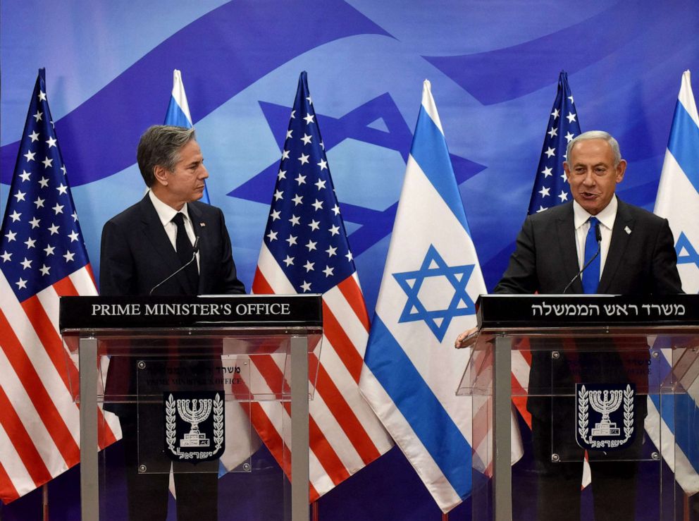 PHOTO: Secretary of State Antony Blinken and Israeli Prime Minister Benjamin Netanyahu give a joint press conference, on January 30, 2023 in Jerusalem.
