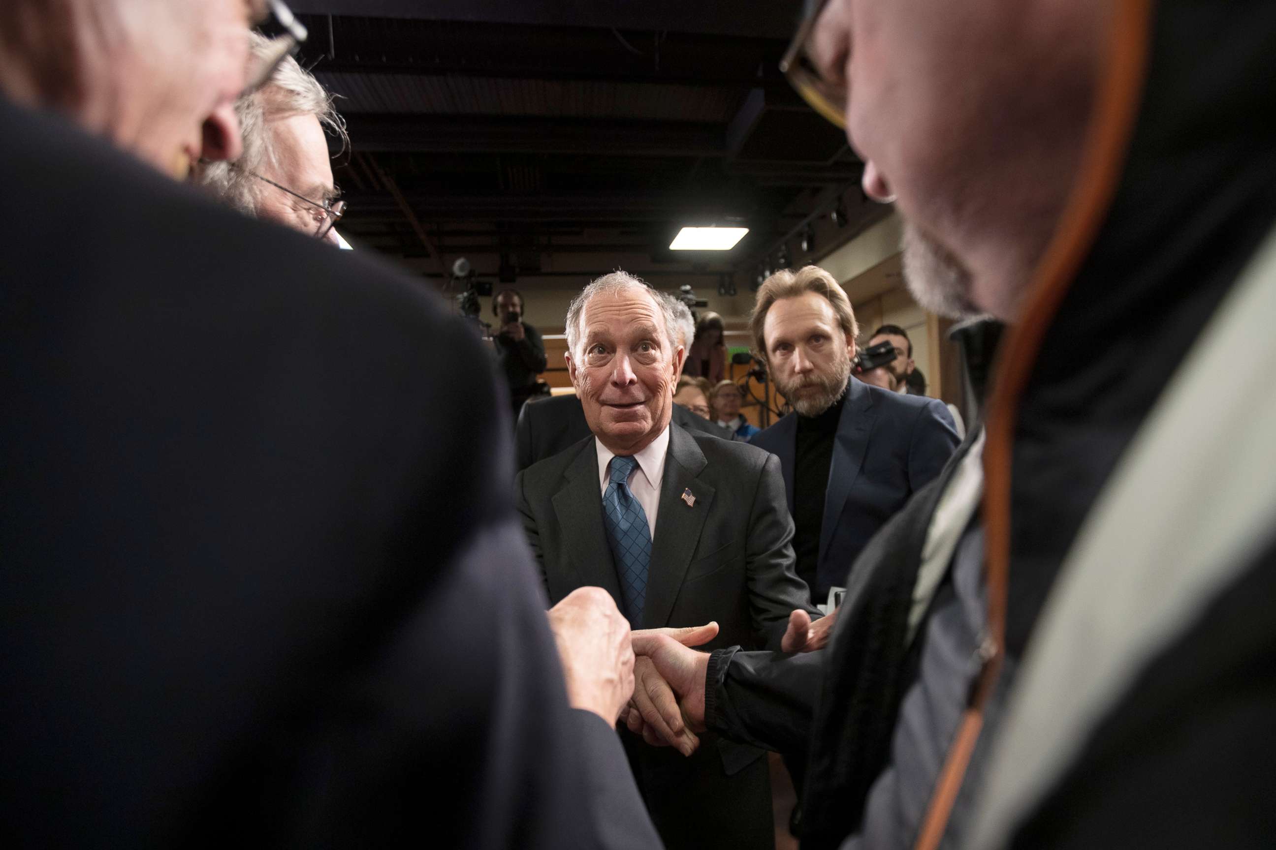 PHOTO: Democratic presidential candidate former New York City Mayor Michael Bloomberg greets supporters during a campaign event, Jan. 27, 2020, in Burlington, Vt. 