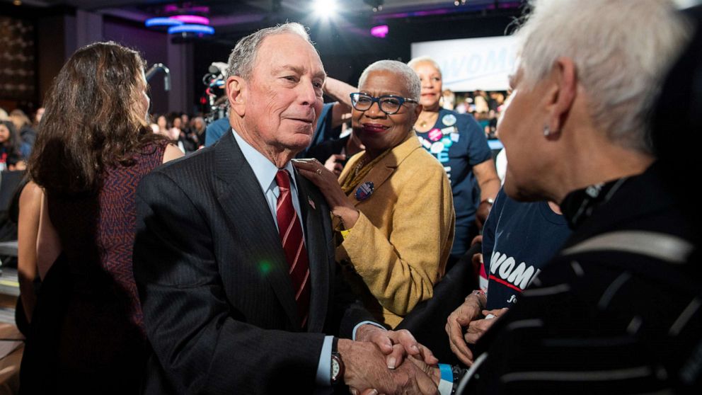 PHOTO: Democratic presidential candidate Mike Bloomberg greets supporters at the end of his campaign event "Women for Mike" in New York, Jan. 15, 2020. 