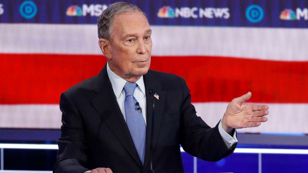 PHOTO: Democratic presidential candidate, former New York City Mayor Mike Bloomberg speaks during a Democratic presidential primary debate, Feb. 19, 2020, in Las Vegas.