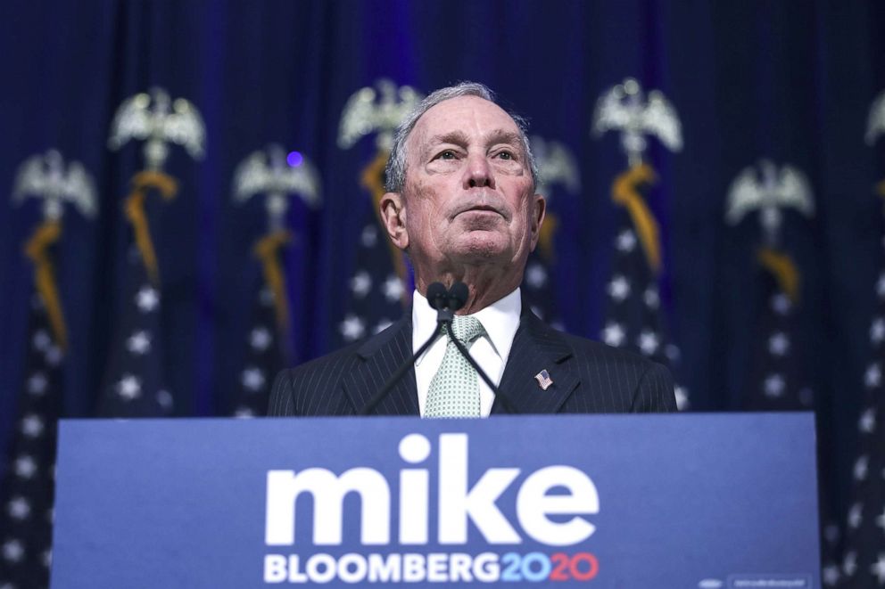 PHOTO: Democratic presidential candidate, former New York Mayor Michael Bloomberg speaks during a press conference to discuss his presidential run, Nov. 25, 2019, in Norfolk, Va. 