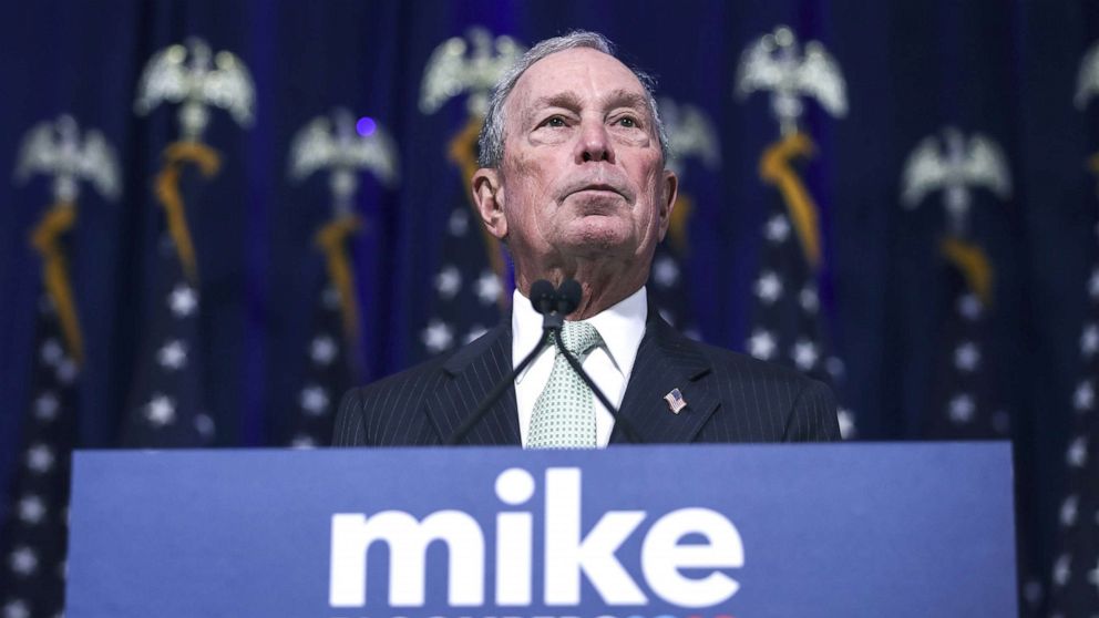 PHOTO: Democratic presidential candidate, former New York Mayor Michael Bloomberg speaks during a press conference to discuss his presidential run, Nov. 25, 2019, in Norfolk, Va. 